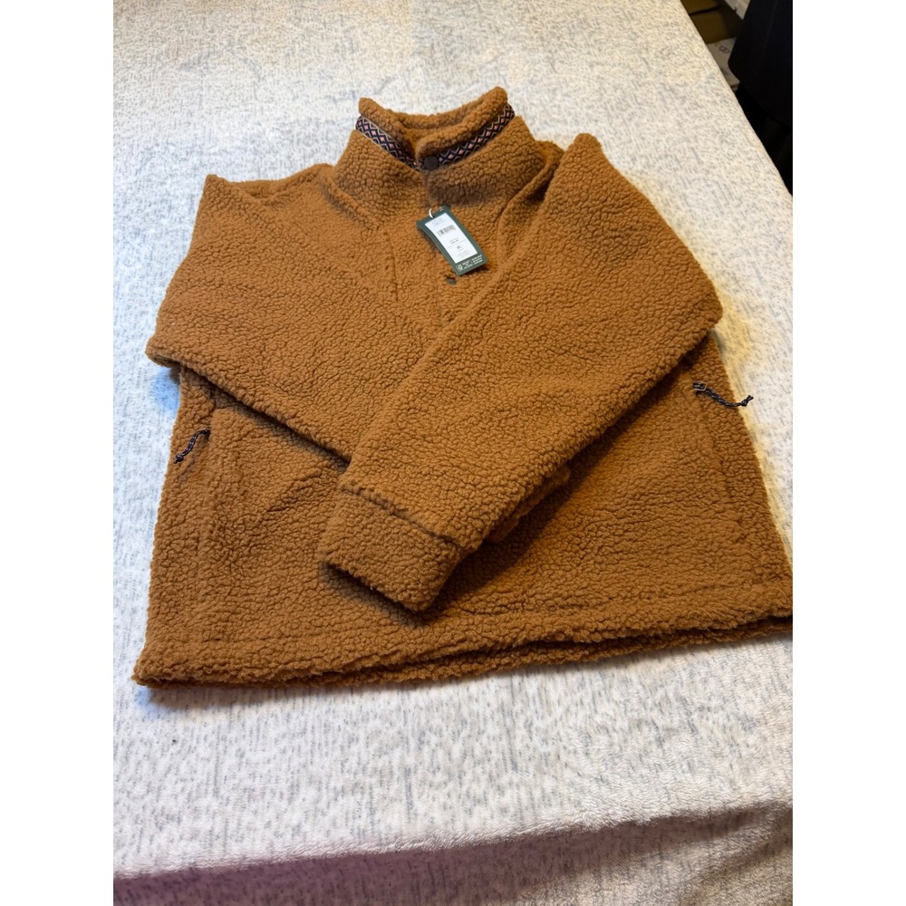Alpine Design Sherpa Fleece Pullover caramel Latte Women's XS Snap Neck NWT